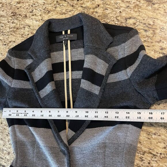 rag & bone Women’s XS striped gray Wool sweater Two Button blazer - Picture 9 of 11